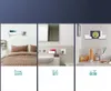Collage showing a smartphone wall mount being used in a bedroom, bathroom, and kitchen. Náhled obrázku produktu