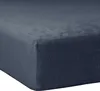 A close-up, angled view of a navy blue fitted sheet, showing its textured fabric and corner. Produktbild-Vorschau