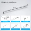 An illustration showing the installation steps for a shower screen stabilizer bar, with a diagram of the product at the top. Produktbild-Vorschau