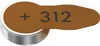 A single VARTA hearing aid battery with a brown tab labeled '312' and a plus sign. Produktbild-Vorschau