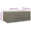 A diagram showing the dimensions of a grey poly rattan garden box. Voir les images du produit