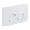 A white toilet flush plate with two circular buttons. Produktbild-Vorschau