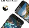 A close-up marketing image showing two smartphones with screen protectors applied, highlighting the rounded edges of the protector. Produktbild-Vorschau