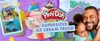 A collage-style marketing image for a Play-Doh Supersized Ice Cream Truck toy, featuring the toy itself, oversized Play-Doh ice cream creations, and a father and daughter embracing. Náhľad obrázku produktu