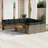vidaXL 12-tlg. Garten-Sofagarnitur mit Kissen Grau Poly Produktbild-Vorschau 2