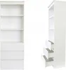 A white bookshelf with three open shelves and three drawers is shown from two different angles. Produktbild-Vorschau