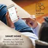 A person is holding a smartphone, interacting with a smart home app, with a focus on temperature control. Produktbild-Vorschau