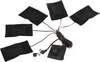 Five black heating pads with visible heating elements, connected by wires to a central USB cable and a small control unit with a power button icon. Náhled obrázku produktu