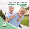 A happy older couple enjoying outdoor activities, with a product bottle in the foreground. Produktbild-Vorschau