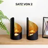 GADGY® Teelichthalter Schwarz mit Gold - Set Mit 2 Stück Produktbild-Vorschau 2