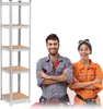 A metal storage rack is shown next to two people in work clothes. Anteprima dell’immagine prodotto