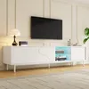 TV komoda Merax s 3 posuvnými dvierkami a sklenenou doskou, Náhľad obrázku produktu 1
