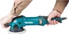 Hands holding a teal and black Makita polisher. Podgląd zdjęcia produktu