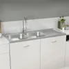 vidaXL Evier double argenté 1200x600x155 mm acier Voir les images du produit 2