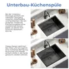 ANW HOME Edelstahlspüle 54x44 cm Schwarz Graphite Nano 304 Produktbild-Vorschau 4