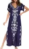 Lässiges Modestil Maxikleid Lockere Passform V-Ausschnitt Produktbild-Vorschau 1