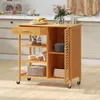 COSTWAY 91x44x89cm Küchenwagen aus Holz Bambus, Produktbild-Vorschau 2