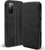 A black flip case for a smartphone is shown from two angles against a white background. Produktbild-Vorschau