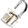 A transparent padlock showing its internal mechanism, with the shackle open. Podgląd zdjęcia produktu