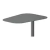 A gray metal side table with a rounded, flat top and a single central leg, shown against a white background. Anteprima dell’immagine prodotto