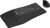 A black wireless keyboard and mouse set with a wrist rest, displayed on a white background. Anteprima dell’immagine prodotto
