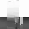 A clear, studio shot of a two-part shower screen with a white base and a silver towel rail, set against a white and gray background. Produktbild-Vorschau