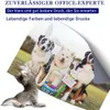 A printed image of dogs wearing Easter bunny ears and a kitten playing. Produktbild-Vorschau