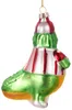 A glass Christmas ornament shaped like a crocodile wearing a scarf and hat. Náhled obrázku produktu