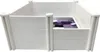 A white plastic dog whelping box with a purple and gray blanket inside. Produktbild-Vorschau