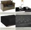 A collage of images showcasing features of a rattan furniture set, including storage, a glass tabletop, a protective cover, and water-repellent fabric. Náhled obrázku produktu
