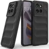 A black phone case is shown from multiple angles, with a phone inside one of the cases. Produktbild-Vorschau