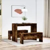 A dining table and bench set is shown in a room with a painting on the wall and curtains in the background. Náhled obrázku produktu