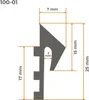 A technical drawing with dimensions of a window sill seal profile. Podgląd zdjęcia produktu