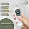A hand holding a white electric blanket controller with a digital display showing '3'. The controller has buttons and a brand logo. Text overlays describe features and benefits. Náhľad obrázku produktu