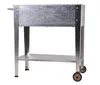 A galvanized metal raised garden bed on wheels, shown against a white background. Produktbild-Vorschau