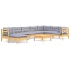 Möbel 9-tlg. Garten-Lounge-Set mit Grauen Kissen Kiefer Produktbild-Vorschau 2