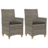 Gartenstühle mit Kissen 2 Stk. Grau Poly Rattan Massivholz Produktbild-Vorschau 1