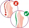 The image shows two diagrams of a human spine, one with poor posture and one with good posture, indicating the effectiveness of a posture corrector. Anteprima dell’immagine prodotto