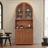 Merax hoge kast met werkblad, glazen vitrine met 2 lades en Productafbeelding-voorbeeld 1