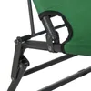 Close-up of the metal frame and green fabric of a folding chair. Náhľad obrázku produktu
