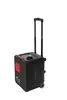 A black and red portable diesel heater with a retractable handle and wheels, shown against a white background. Voir les images du produit