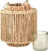 Boho Windlicht Laterne Bast Naturfaser Metall Ø19cm H21cm Produktbild-Vorschau 3