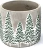 Zement-Übertopf ca. Ø 14 x H 13 cm mit Tannen-Deko | Produktbild-Vorschau 1