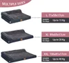 A visual guide showing different sizes of dog beds with their corresponding dimensions and weight capacities. Produktbild-Vorschau