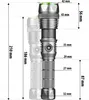 A diagram showing the dimensions of a flashlight. Produktbild-Vorschau