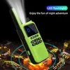 A green walkie-talkie with a blue screen, emitting light from its antenna, against a dark, abstract background with glowing circuit-like elements. Voir les images du produit
