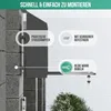 Diagram showing features of a black mailbox mounted on a stone wall. Produktbild-Vorschau