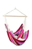 A hanging hammock chair with a wooden spreader bar and colorful striped fabric. Anteprima dell’immagine prodotto