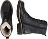 A pair of black, fur-lined lace-up boots are shown from a top-down and side view against a white background. Náhled obrázku produktu