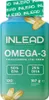 A bottle of Inlead Nutrition Omega-3 softgels against a gradient background. Produktbild-Vorschau